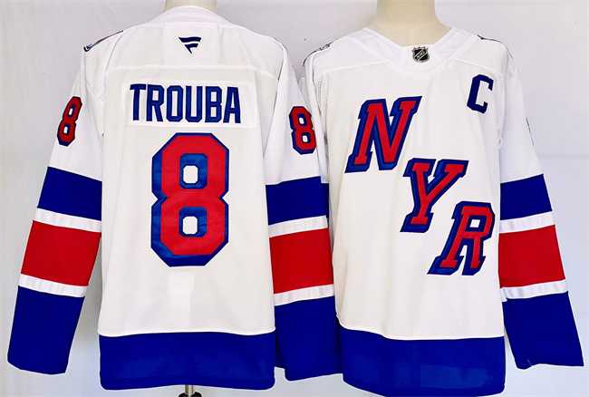 Men%27s New York Rangers #8 Jacob Trouba White 2024-25 Stadium Series Stitched Jersey